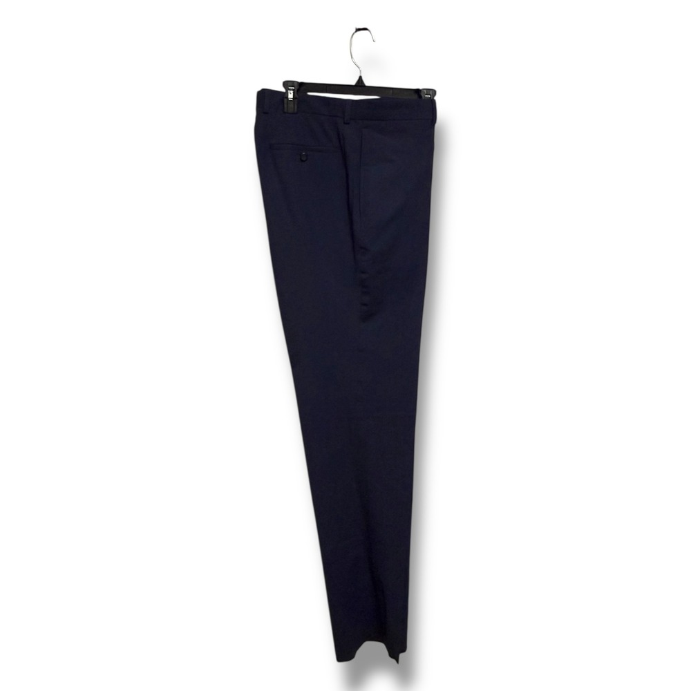 Egara Dress Pants Mens 36 Navy Blue Slim Fit Flat Front Wool Stretch‎ NEW